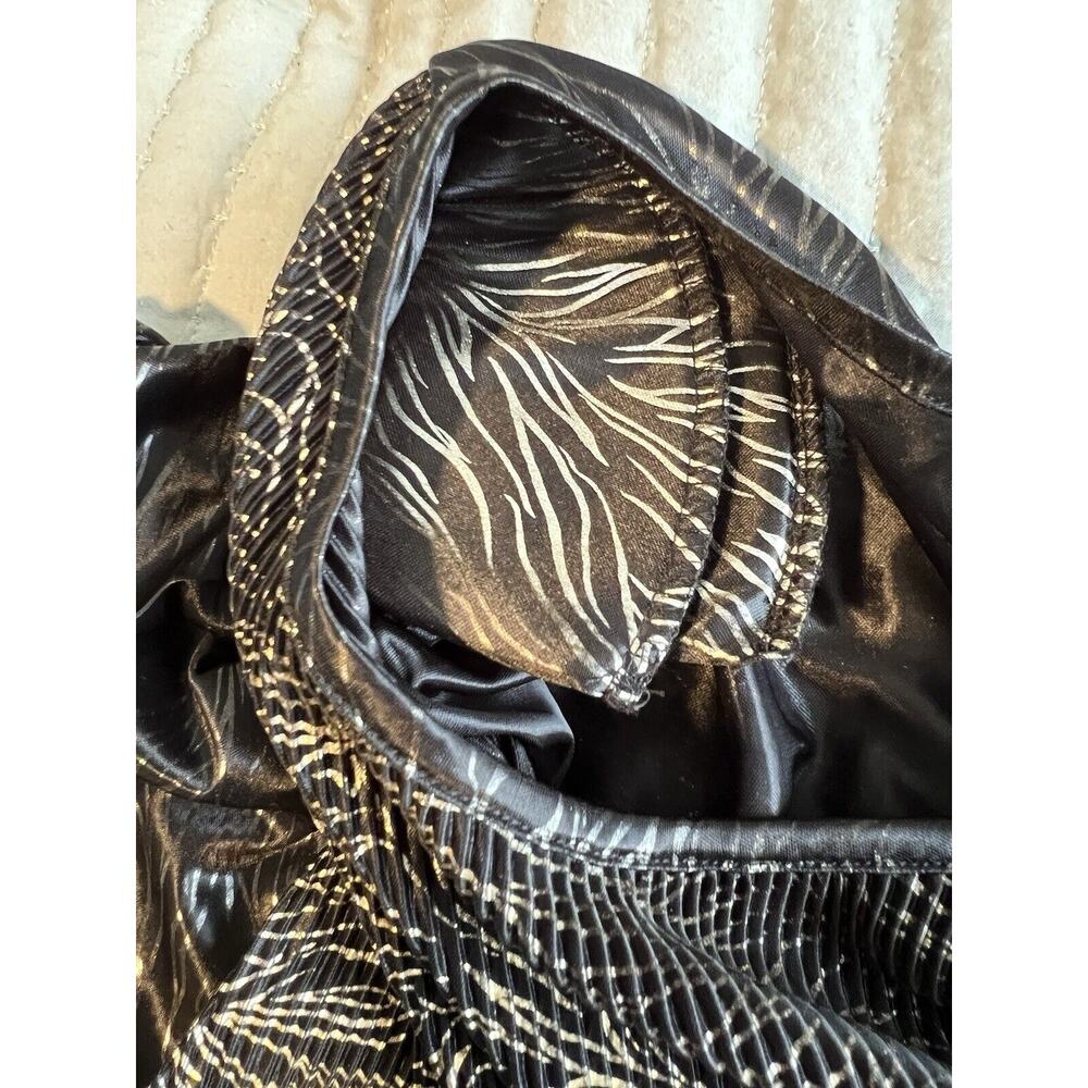 Vintage The Villager Women's Blouse Large Art Deco Party Black Metallic - Picture 8 of 10